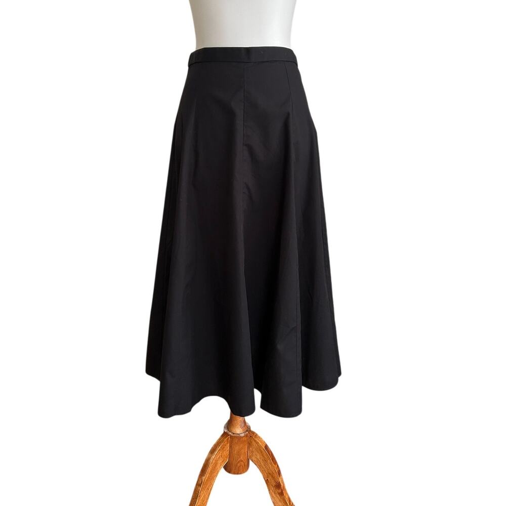 Ann Taylor NWT Black Cotton Circle Skirt Size 2P Structured Midi